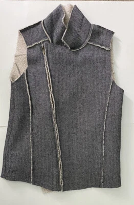 Mujer Anthropologie J.O.A Talla Mediana Lana Cremallera Abrigo Chaleco Tejido Negro Blanco Nuevo con Etiquetas Foto 1 de 4