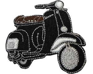 Schwarz Scooter MOD Scooterist Bügelbild/Aufnähen bestickt Stoff MODS Patch - Bild 1 von 1