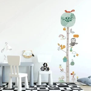 Height Measurement Growth Chart Tree Wall Stickers, Cartoon Animals Style 2 - Picture 1 of 7