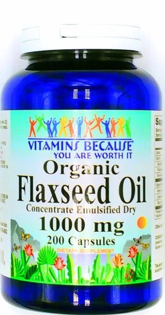 Vitamins Because Organic Flaxseed Oil 1000mg Dietary Supplement - 200 Capsules