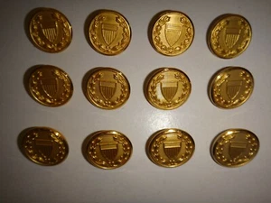 Dozen (12) New US Military JROTC Metal Buttons For Coats And Shirts - Picture 1 of 4