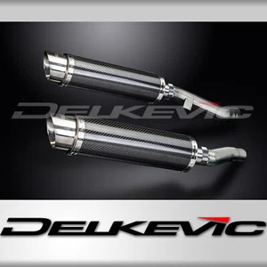 KAWASAKI ZZR400 ZZR600 1990-2009 350mm ROUND CARBON BSAU SILENCER EXHAUST KIT - Picture 1 of 4