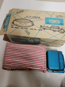 ANTIQUE STRUCTO BLUE CAMPER TRUCK No. 211 WITH CLOTH TOP AND ORIGINAL BOX