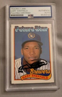 Gary Sheffield signed autographed 1989 Topps Baseball Rookie Card RC IP auto PSA - Image 1 of 3