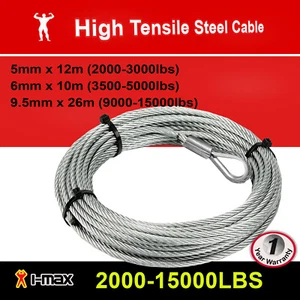 I-Max Galvanised Steel Winch Cable 2000 3000 to 15000lbs Rope Wire Replacement - Picture 1 of 1