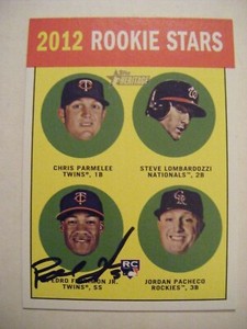 PEDRO FLORIMON signed TWINS 2012 Topps Heritage baseball card AUTO PHILLIES #135