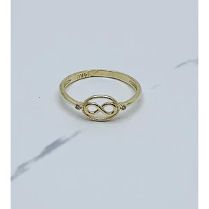 14k gold ring infinity Size 8 - Anillo de mujer de 14k de oro sólido eternida - Picture 1 of 5