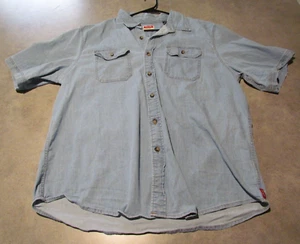 Wrangler Denim Shirt Mens Extra Large Blue Short Sleeve Work Ranch Construction - Picture 1 of 7