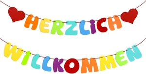 Herzlich Willkommen Girlande Banner Welcome Girlande Mit Herzen Für Partydeko Pa - Bild 1 von 12