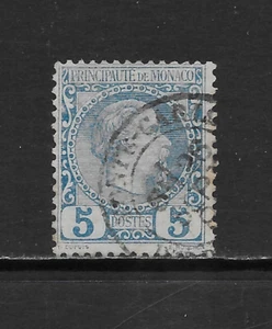 MONACO SCOTT 3 USED FINE - 1885 5c BLUE ISSUE - PRINCE CHARLES III - Picture 1 of 2