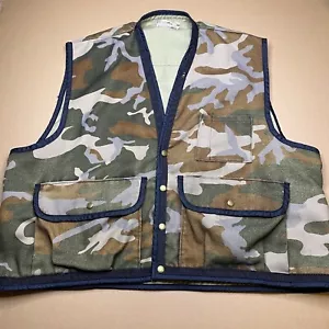 Vintage Cabelas Camo Button Up Outdoor Hunting Vest Size XXL - Picture 1 of 13