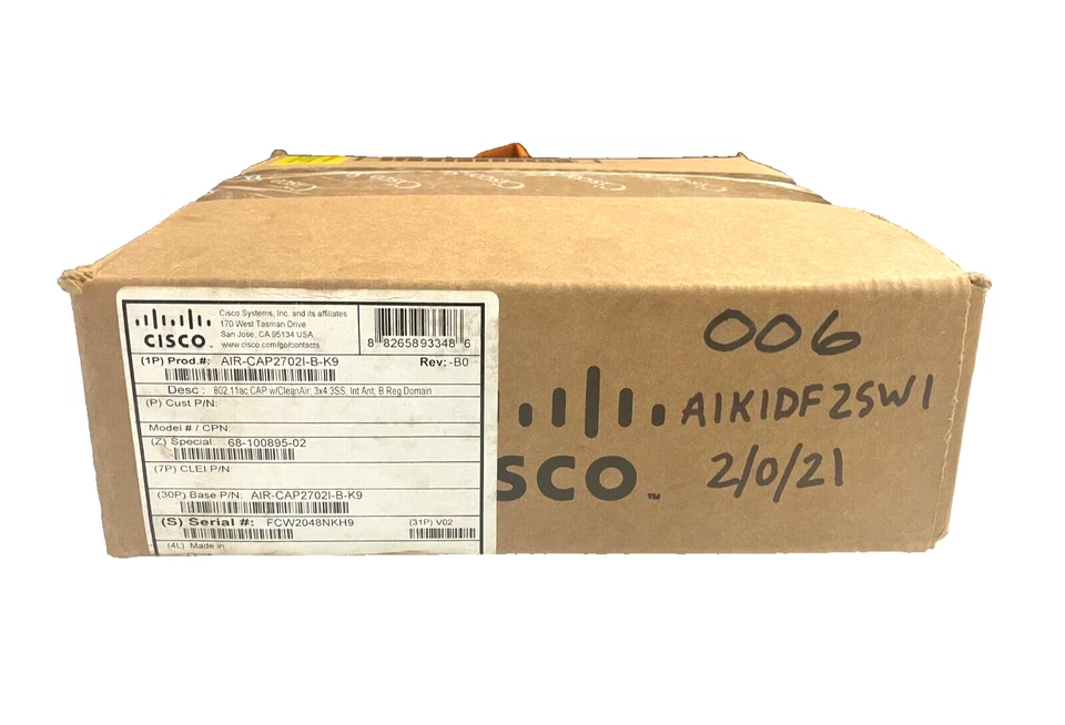 CISCO AIR-CAP2702I-B-K9 AIRNET WIRELESS ACCESS POINT V02 PoE (PG) NEW - Image 1 of 1