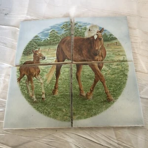 Azulejos de cerámica mural arte palomino caballo mare potro 4 escenas de azulejos hechas en EE. UU. 9x9"" total - Imagen 1 de 10