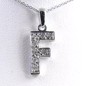 14KT Genuine Diamond Initial "F" With 14KT Chain - Picture 1 of 3