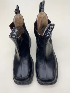 John FLUEVOG Wagons Mateo HIP Square Toe Black Leather Chelsea BOOTS UK8 US9 VG - Bild 1 von 10
