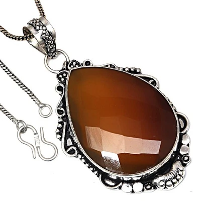 Colgante Amarillo Ónix Facitado Piedras Preciosas Regalo San Valentín Joyería Plata 2.25" Foto 1 de 4