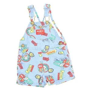 Vintage OshKosh B’Gosh Vestbak Truck Dinner Toddler Boys Bib USA Overalls Shorts - Picture 1 of 2