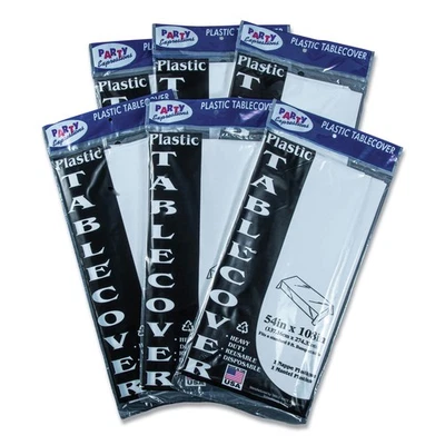 Tablemate 549WH Plastic 54" x 108" Table Set Rectangular Table Cover (6/PK) New - Image 1 of 4