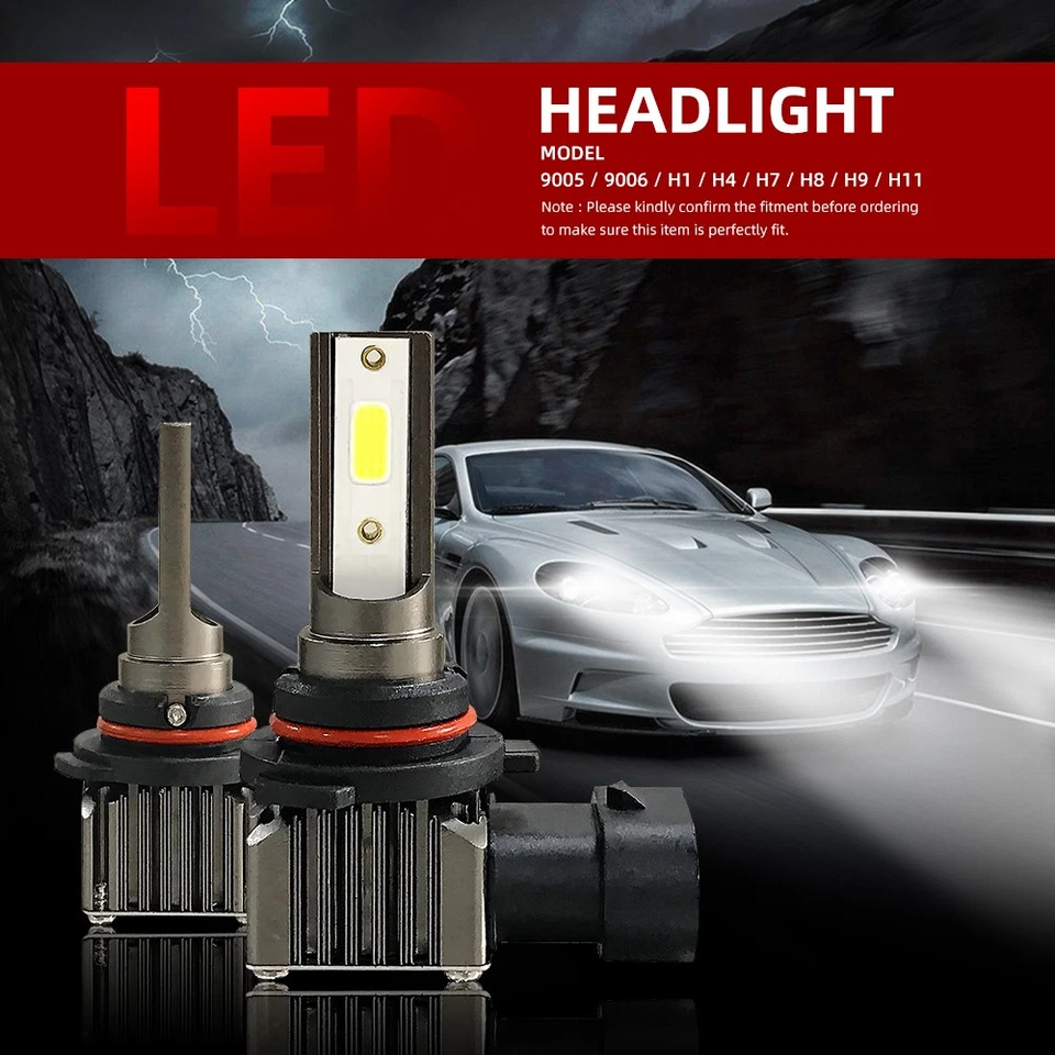 2PCS M2 9005 9006 H11 H4 H7 H1 LED Headlight Bulbs 6000LM High Power 6000K - Image 1 of 4