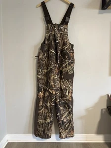 Field & Stream Grass Overalls Men M Brown Bib Camo Hydroproof Ultra duck Hunting - Picture 1 of 8