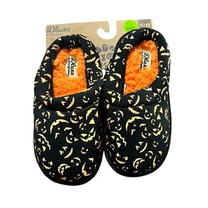DLUXE by DEARFOAMS Kids' Halloween Glow-in-the-Dark Pumpkin Slide Slippers - Picture 1 of 5