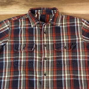 Tailor Vintage Reversible Flannel Shirt Mens Large Gray Green Plaid Stripes - Picture 1 of 9