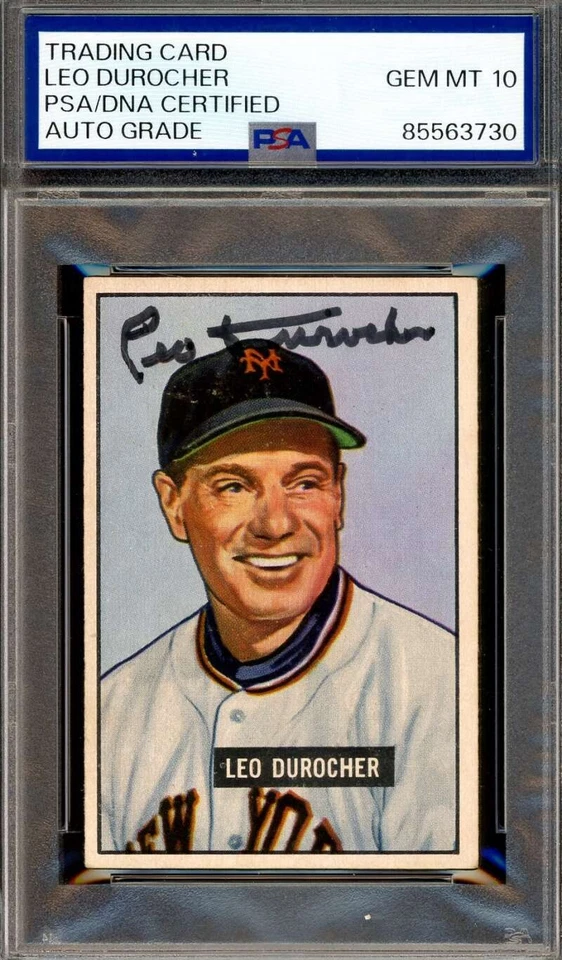 Leo Durocher Gem Mint 10 PSA DNA Signed 1951 Bowman Autograph - Image 1 of 1