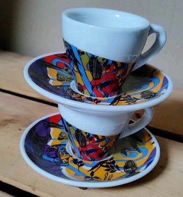 2 Tasses Malongo Expresso Bistrot Modèle Tutti Colori Décor Exotique - Photo 1/4