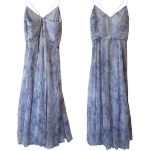 Jenny Yoo Midi Blue Blouson Dress 10 Inesse Strap Floral Gown Whisper Multi $290 - Picture 1 of 7