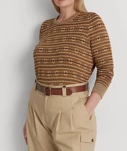 Lauren Ralph Lauren Metallic Fair Isle Cotton-Blend Sweater Women's Size XL - Picture 1 of 5