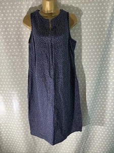 Womens George Uk 14 Navy Blue Sleeveless V Neck Linen Blend Summer Shift Dress - Picture 1 of 7