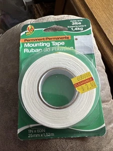 New Duck® Permanent Mounting Tape, White, 1”x 60” Holds up to 3lbs Craft - Picture 1 of 3