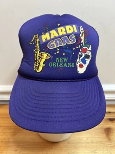 Vintage Mohr's Mardi Gras New Orleans Snapback Trucker Purple Mesh Hat Cap - Picture 1 of 11