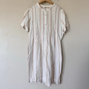 Abito smanicato Faherty Gemina pintuck 100% lino bianco righe blush medio - Foto 1 di 7