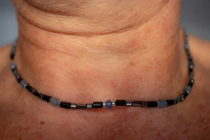 Collana uomo donna, pietre dure, giada, quarzo, turchese, ematite 025. - Foto 1 di 7