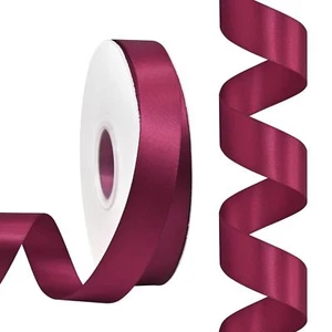 Wine Red Satin Ribbon 7/8 Inch 50 Yards Double Faced Polyester Satin Ribbons ... - Picture 1 of 5