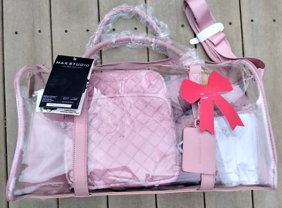NUEVO CON ETIQUETAS Max Studio The Deluxe Travel Edit Mochila de Lona Transparente MUJER Bolso CONJUNTO Foto 1 de 4