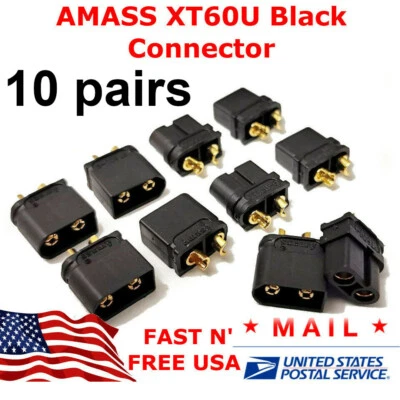 10 pairs AMASS XT60U XT60 Upgrade Plug Connector With 3.5mm Gold Plated 30A RC - Image 1 of 4