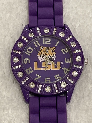 New Women's Watch LSU Tigers Rhinestone Jelly Silicone Bling Glitz. SHIPS FREE! Cover