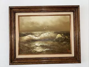 PINTURA AL ÓLEO VINTAGE ROBERTSON 'Sweeping Shoreward' Autenticación ¡RARA! - Imagen 1 de 19
