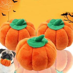 Soft Dog Pumpkin Plush Chew Toy Plush Halloween Dog Squeaky Toy  Tooth Cleaning