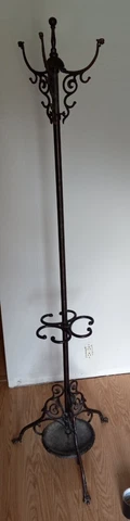 Antique Victorian Cast Iron Coat Hat Rack Tree Stand Umbrella Drip Pan claw legs Cover