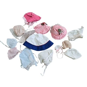 Lot of 13 Vintage Cloth Soft Doll Hats Bonnets - Picture 1 of 5