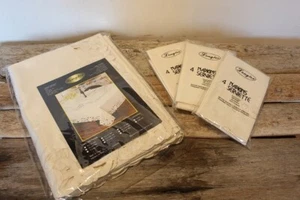 NWOT beautiful LONGTEX ECRU TABLECLOTH OBLONG 72"X90 - PLUS 12 NAPKINS 18"X18" - Picture 1 of 5