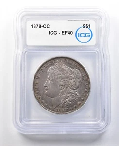 1878-CC Morgan Silver Dollar EF40 ICG *0165 - Picture 1 of 3