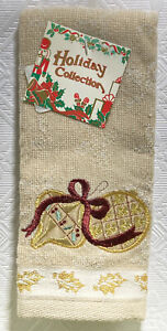 Christmas Fingertip Towel Saturday Knight Ornaments Taupe Metallic Gold Accents