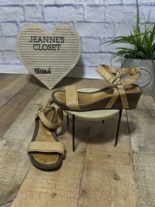 Teva Ysidro Stitch Wedge Sandals Size 8.5 Brown Strappy Comfort Slingback - Picture 1 of 11