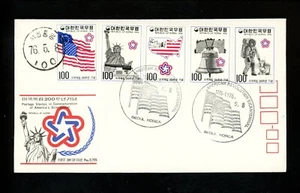 Postal History FDC #1034-1038 Korea US Statue of Liberty bell flags 1976 - Picture 1 of 2