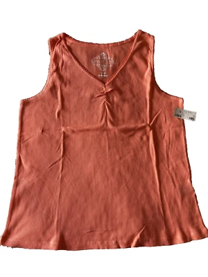 Camiseta sin mangas acanalada con cuello en V Avenue Cinch naranja talla 18/20 Foto 1 de 3