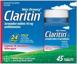 45ct Claritin Allergy Non-drowsy 24 Hour 10 mg (45 Tablets) Exp 4/2026 - Picture 1 of 7